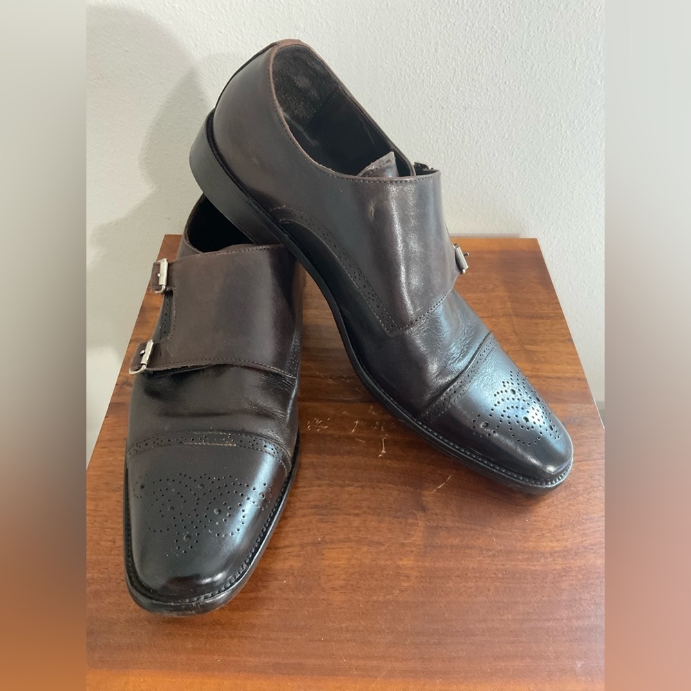 To boot New York Men's Brown Leather Double Monk Strap shoes Size  11 1/2